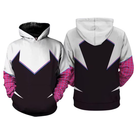 Discover Spider Heroine Halloween Costume Hoodie, Gwen Cosplay Costume Sweatshirt, 3D Halloween Party Outfit, Super Hero All Over Print Hoodie