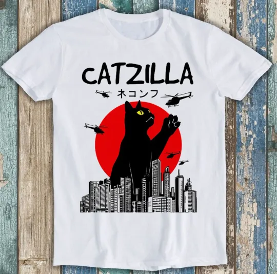 Discover Catzilla Cat Humorous Japanese Funny Gift Tee T Shirt  2535