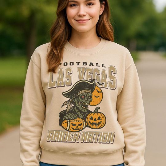 Vintage Las Vegas Spooky Sweatshirt, Raider Nation Halloween Football Sweatshirt, Spooky Crow Pumpkin Sweatshirt, Fall Sports Fan Gift