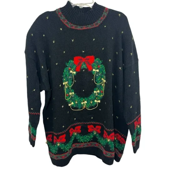 Discover VTG Marisa Christina II Ugly Christmas Sweater 90's Womens 3X Mock Neck Holiday