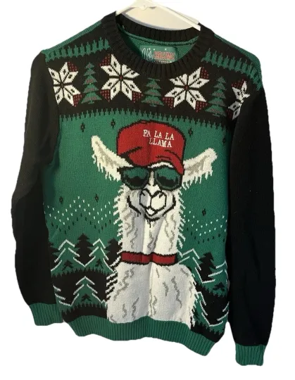 Ugly Christmas Sweater Brand Fa La La Llama Green/white/Red/Black Ch 19 Len 25
