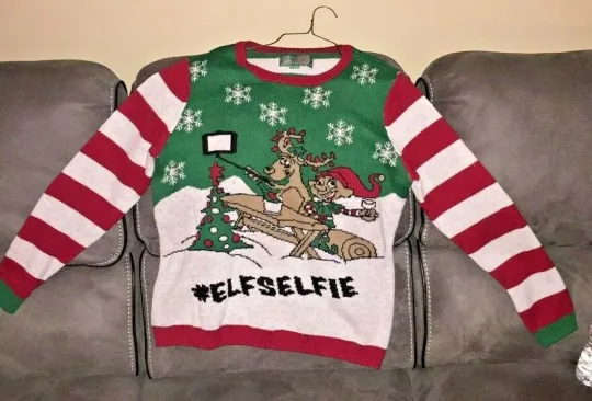 Discover Elfselfie Elf Selfie Ugly Christmas Sweater XL