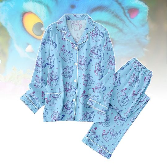 Discover Demon Hunter Long PJs Set, Derpy,Tiger Long Pajamas, Blue Tiger PJs, Demon Hunter Pet Costume, Demon Tiger PJs Cosplay, Gift for Kpop F