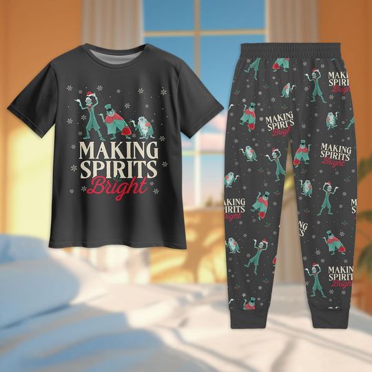 The Haunted Mansion Tshirt And Pants, Disney Halloween Pajamas Set, Making Spirits Bright Shirt, Disneyland Trip Shirt And Pants