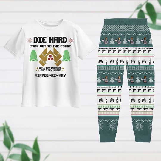 Christmas Die Hard Tshirt And Pajamas Pants, Nakatomi Plaza 1988 Pajamas Set, Pajamas For Party, Xmas Tree Shirt, John McClane Pjs