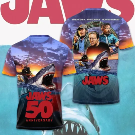 Jaws 50th Anniversary 3D T-Shirt Family Gift