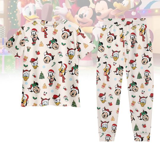 Discover Mickey Christmas Tshirt Pants Set, Disney Xmas Pajamas, Cartoon Family Sleepwear, Holiday Gift Outfit, Disney Xmas Christmas Tshirt