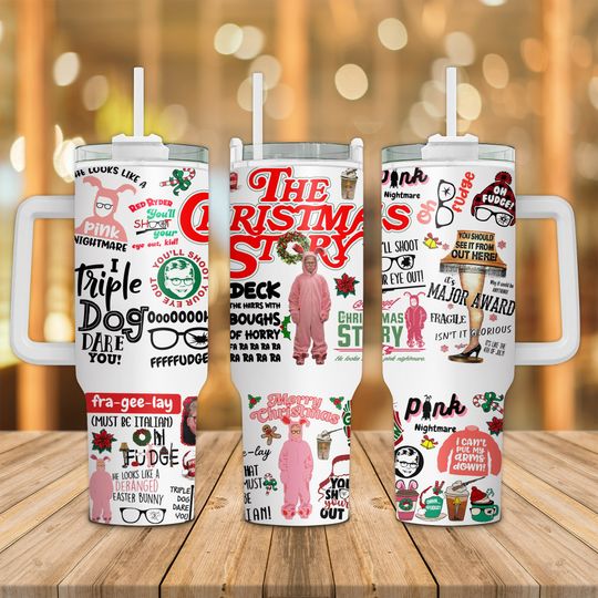 Discover 40 oz Christmas Quencher Tumbler with Handle, Family & Funny Christmas Movie Design