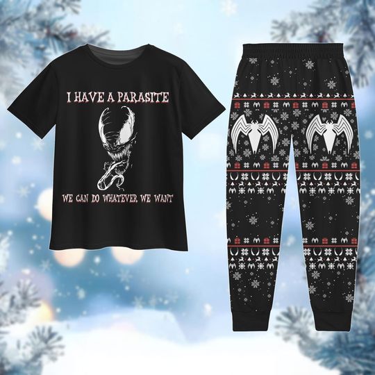 Venom Horror Christmas Pajamas, Spider Venom Holiday Pajamas, Horror Movie Xmas Shirt, Superhero Pajamas Pants, Venom Movie Gift