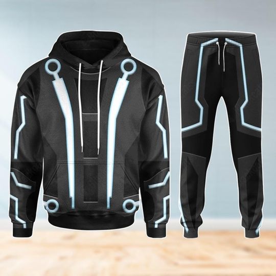 Tron Sam Flynn Costume Hoodie Joggers Set, Disney Tron Hoodie, Movie Cosplay Hoodie, Magic Kingdom, Halloween Costume, Disney World Hoodie