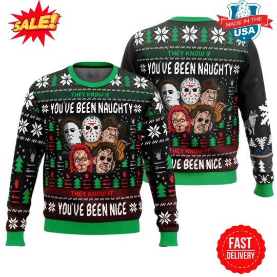 Discover An Ugly Slasher Horror Movie 2024 Ugly Christmas Sweater Gift For Holiday