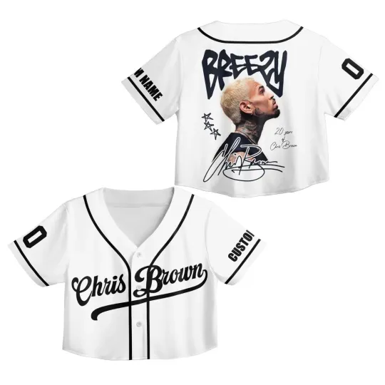 Discover Personalized CB, Breezy Bowl XX 2025 White Crop Top Baseball Jersey 3D Unisex