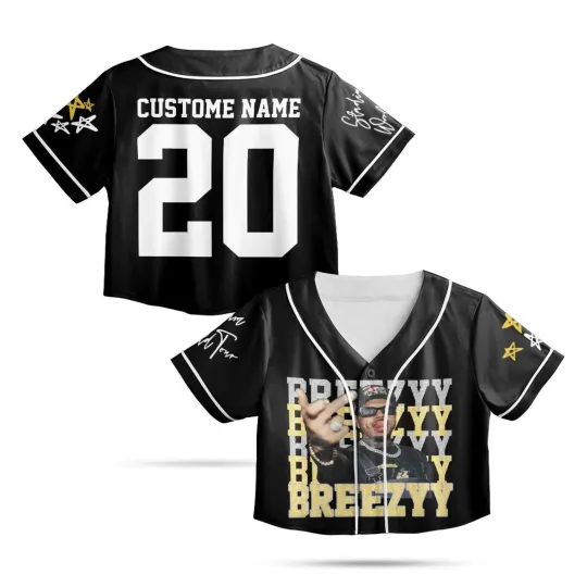 CB Tour Jersey, Breezy Bowl XX 2025 Black Crop Top Baseball Jersey 3D Unisex