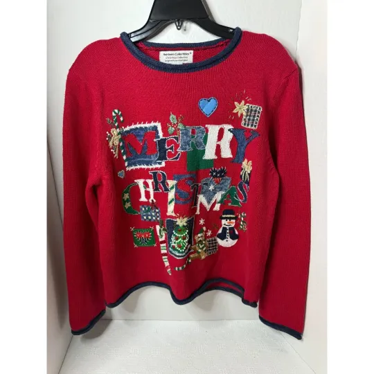 Vintage Heirloom Collectibles Christmas Sweater Women's Large Ugly Holiday Red