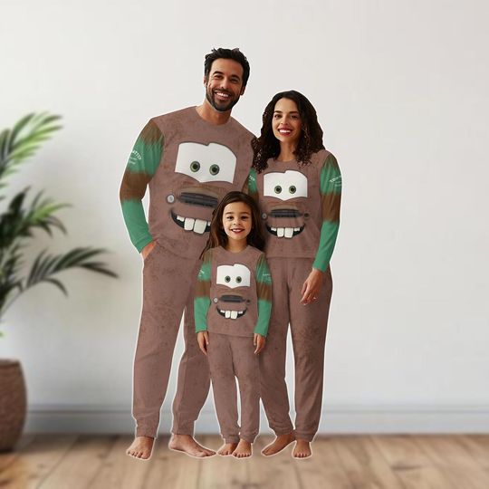 Discover Mater Family Pajamas Set, Cars Halloween Matching Set for Family, Brown Tow Truck Cosplay Costume, Halloween Matching Family Set