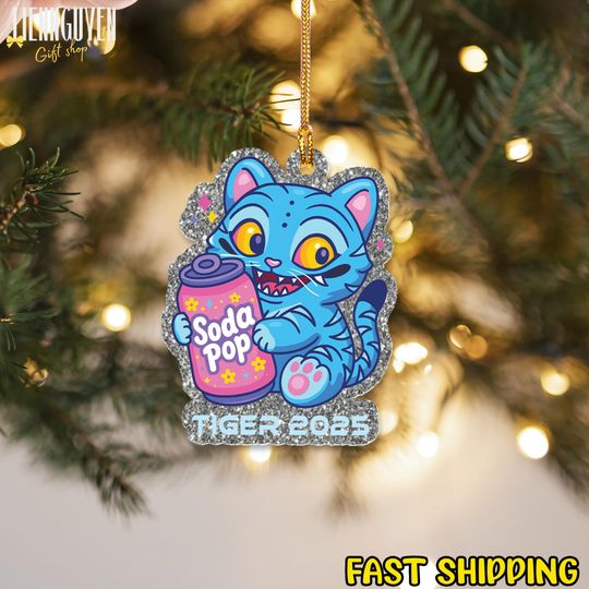 Personalized My Little Derpy Tiger Soda Pop Acrylic Ornament, Demon Hunter Tiger Ornament