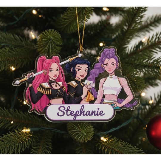 Discover Personalized Kpop Demon Acylic Ornament, Personalized Name Anime Girls Ornament, Decor Gift for Demon Hunter Fan, Huntrix Christmas Ornament