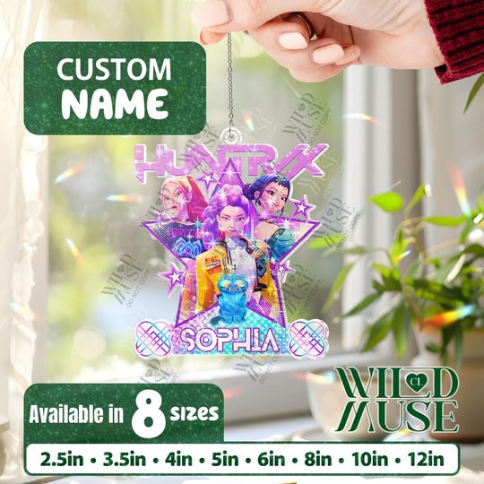 Discover Custom Name Huntrix Ornament, Custom Kpop Demon Hunter Holo Ornament, Custom KPDH Christmas Ornament,  Christmas Gift for Huntrix fans, kids