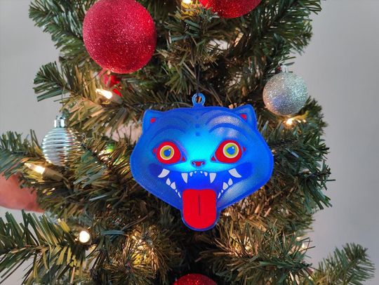 Derpy KPop Christmas Tree Ornament and/or Rearview Mirror Hanger | Derpy Tiger from KPop Demon Hunters decoration