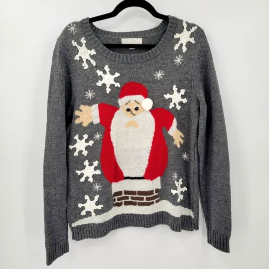 Discover Carolyn Taylor Women's Large Santa Chimney  Ugly Christmas Sweater Holiday