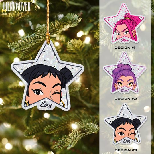 Personalized Mira Rumi Zoey Ornament, Kpop Ornament, Acrylic Demon Hunters Ornament, Anime Ornament, Huntrix Lover Gifts, Christmas Gifts