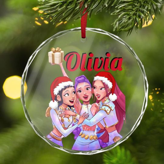 Discover Customized Kpop Demon Hunters  Crystal Glass Christmas Ornaments ,Huntrix Personalized Crystal Glass Ornament