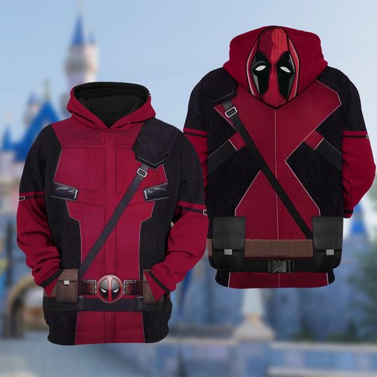 Discover Deadpool 3D Costume Hoodie, Anti Hero Character Cosplay Costume Hoodie, Halloween 3D Cosplay Outfit, Movie Character All Over Print Shirt