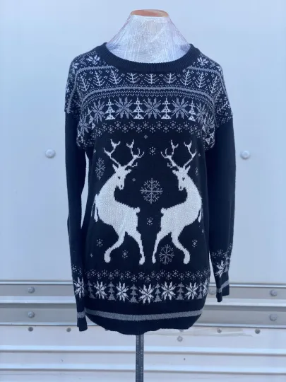 Discover Winter Mossimo Reindeer Oversized Fair Isle Winter Ugly Christmas Sweater XS