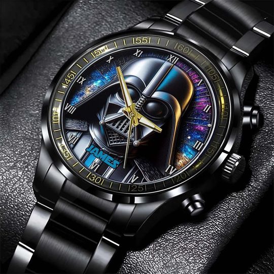Personalized The Force Hand Watch for Spaceship War Movie Lover, Outer Space Sci-fi Fan Wrist Watch, Dark Galaxy Watch Gift