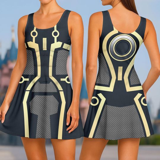 Tron Legacy Skater Dress, Sam Flynn Cosplay Costume, Disney Women Dress, Magic Kingdom Dress, Halloween Gift, Roller Coaster Dress