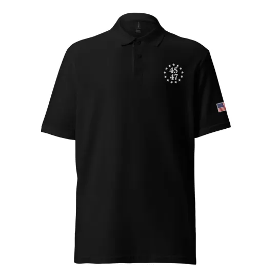 Trump 45 47 Polo Shirt Men Women Embroidered Gildan Pique Polo