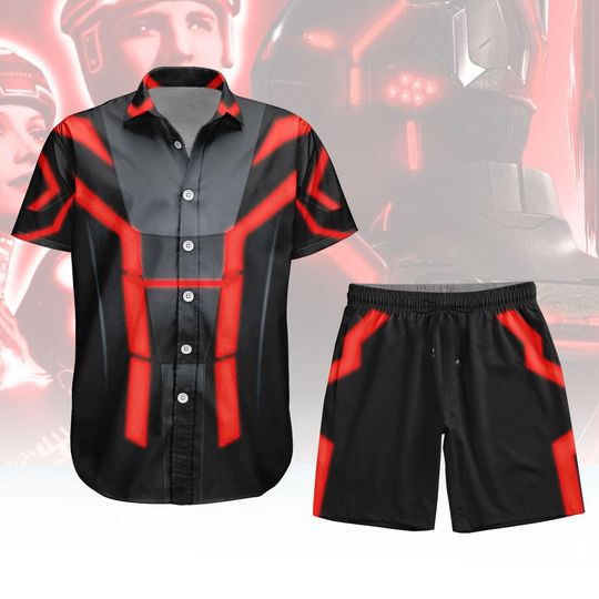 Tron Ares Button Shirt, Shorts, Disney Tron Ares Cosplay Costume, Magic Kingdom Shirt, Halloween Gift, Roller Coaster Hawaiian Shirt
