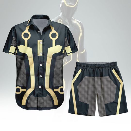 Tron Legacy Hawaiian Shirt and Shorts, Sam Flynn Cosplay Costume, Disney Hawaiian Shirt, Magic Kingdom, Halloween Gift, Roller Coaster Shirt