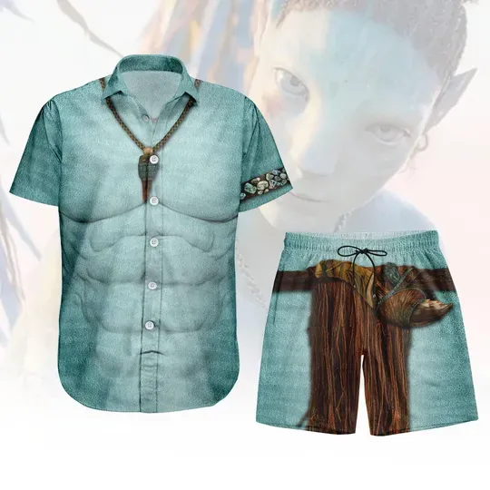 Aonung Hawaiian Shirt and Shorts, Disney Avatar Costume, The Way of Water, Animal Kingdom The World of Avatar