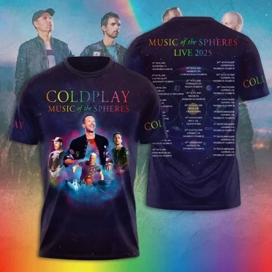 Discover COLDPLAY MUSIC OF The Spheres Tour 2025 3D T-Shirt