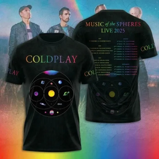 Discover COLDPLAY MUSIC OF The Spheres Tour 2025 3D T-Shirt