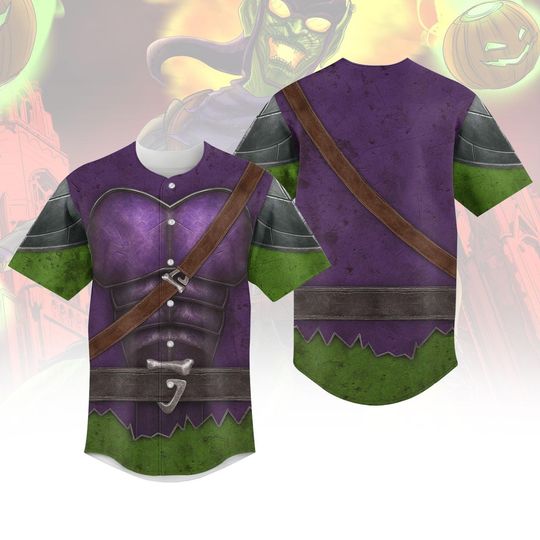 Green Goblin Baseball Jersey, Spider Man Green Goblin Costume Jersey, Goblin Cosplay, Supervillains Baseball Shirt, Halloween Gifts