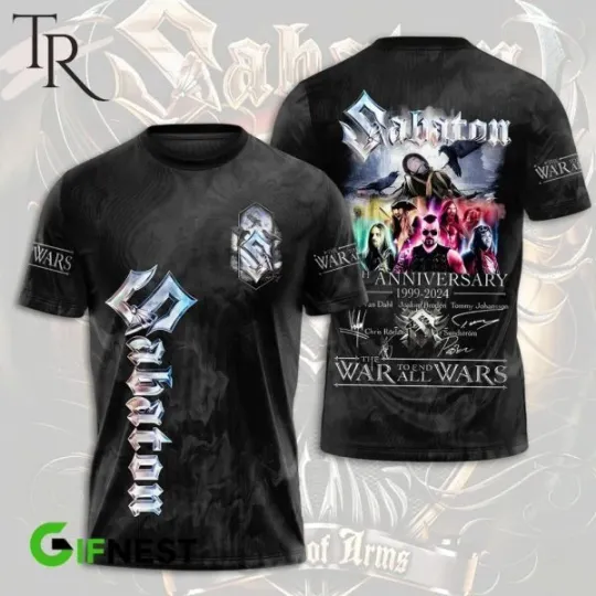 Discover Sabaton 25th Anniversary 1999 – 2024 The War To End All Wars 3D Shirt