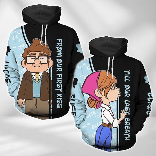 Carl And Ellie 3D Hoodie, Custom Disney Couple Hoodie, Up Movie Matching Hoodie, Valentines Day Gift, Gift For Him Her, Anniversary Gifts