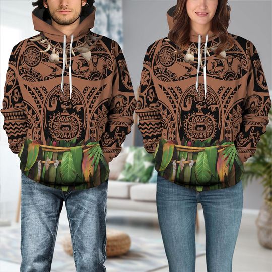 Maui Costume 3D Hoodie, Moana Halloween Hoodie, Disney Maui Cosplay Hoodie Men, Polynesian Tattoo Hoodie, Disneybound Maui Costume Hoodie
