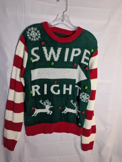 Discover Ugly Christmas Sweater Unisex Mens Womens Size M Swipe Right Holiday Party