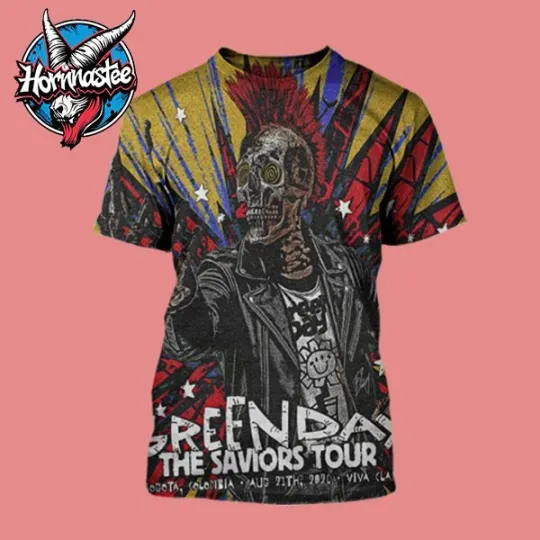 Green Day The Saviors Tour At Viva Claro On August 24 2025 In Bogota Colombia 3D Shirt