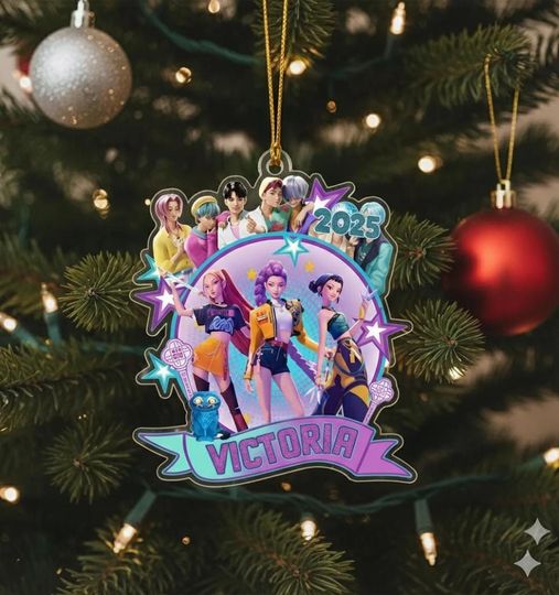 Personalized Huntrix Acrylic Ornament with Name, Kpop Demon Hunter Ornament, Huntrix Fan Gift, Huntrix Christmas Ornament