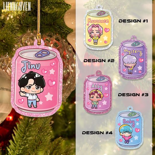 Discover Custom Name Demon Hunter Saja Boys Acrylic Ornament, Demon Hunter Kpop Christmas Ornament, Huntrix Demon Hunter Saja Boys Decor with Name