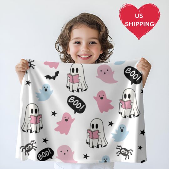 Discover Spooky Ghost Fleece Toddler Blanket: Halloween Decor, Soft Minky Polyester