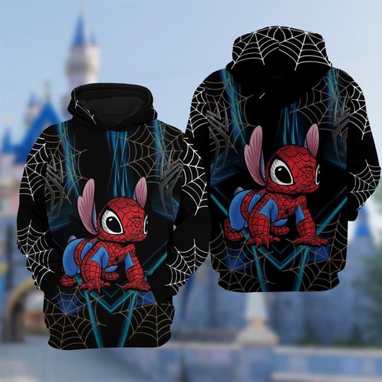 Discover Spiderman Stitch And Lilo Mash Up Hoodie, Lilo & Stich 3D Adult Hoodie