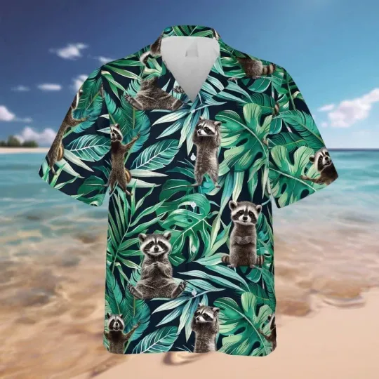Discover Unisex Tropical Raccoon Hawaiian Shirt