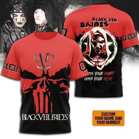 Discover Black Veil Birds Cross Your Heart Open Your Mind Personalized T-Shirt