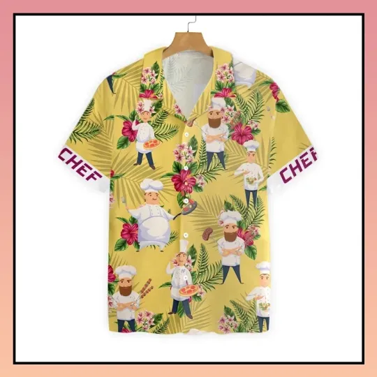 Chef Hawaiian Shirt Summer Casual Button Up Shirt S-5XL