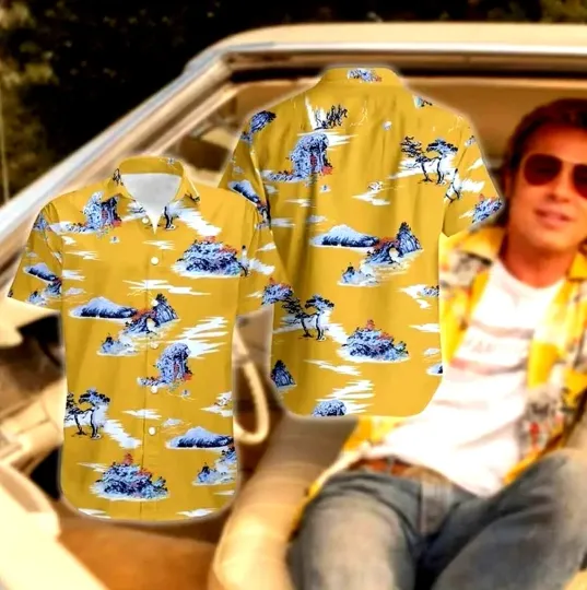 Discover Hawaiian Shirt Brad pitt yellow once upon a time Size S-5XL